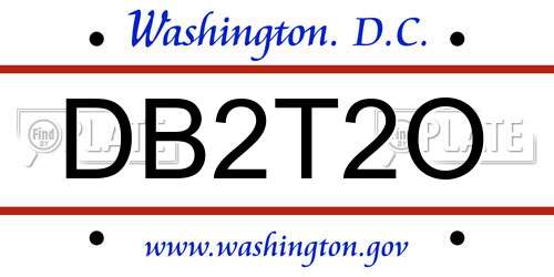 DB2T2O District Of Columbia License Plate