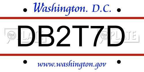 DB2T7D District Of Columbia License Plate