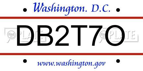DB2T7O District Of Columbia License Plate