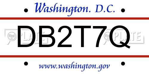 DB2T7Q District Of Columbia License Plate