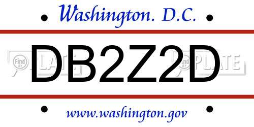 DB2Z2D District Of Columbia License Plate
