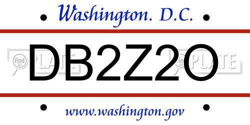 DB2Z2O District Of Columbia License Plate