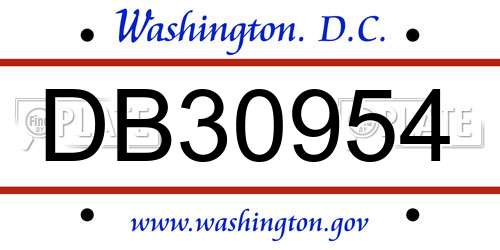 DB30954 District Of Columbia License Plate
