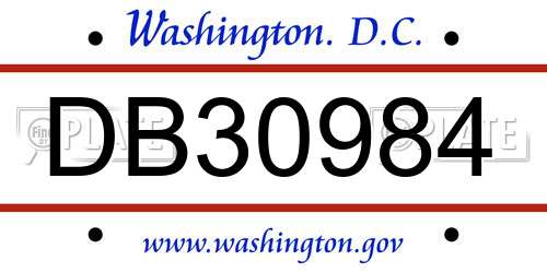 DB30984 District Of Columbia License Plate