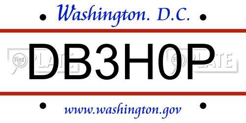 DB3H0P District Of Columbia License Plate