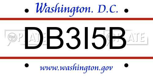 DB3I5B District Of Columbia License Plate