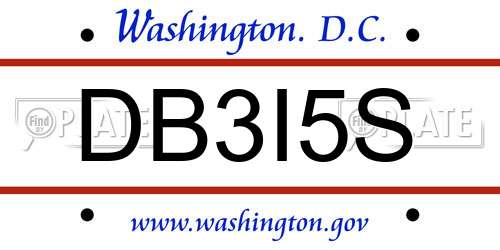 DB3I5S District Of Columbia License Plate
