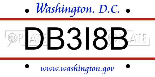 DB3I8B District Of Columbia License Plate