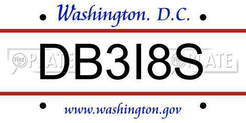 DB3I8S District Of Columbia License Plate