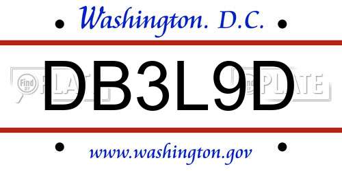 DB3L9D District Of Columbia License Plate