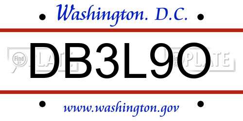 DB3L9O District Of Columbia License Plate