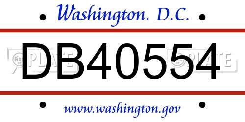 DB40554 District Of Columbia License Plate