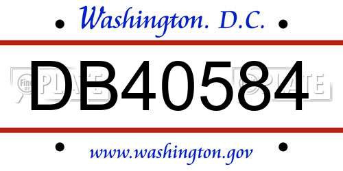 DB40584 District Of Columbia License Plate
