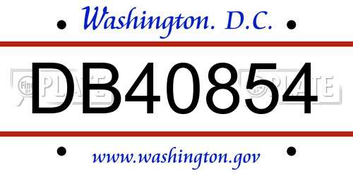 DB40854 District Of Columbia License Plate