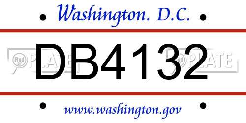 DB4132 District Of Columbia License Plate