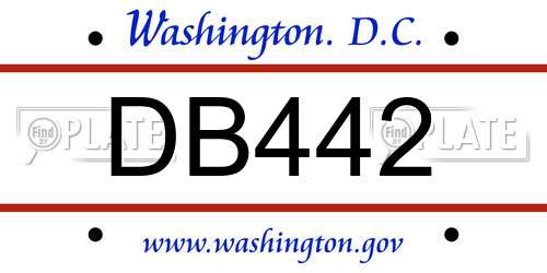 DB442 District Of Columbia License Plate