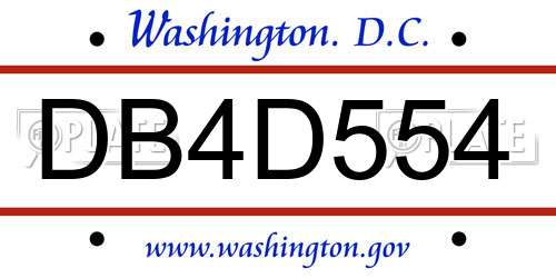 DB4D554 District Of Columbia License Plate