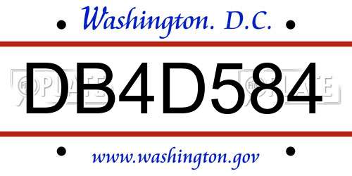 DB4D584 District Of Columbia License Plate