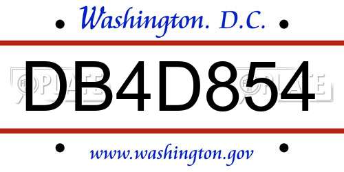 DB4D854 District Of Columbia License Plate