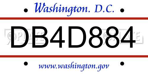 DB4D884 District Of Columbia License Plate