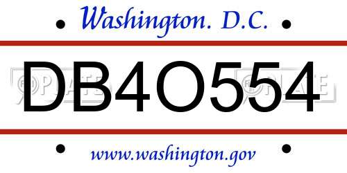 DB4O554 District Of Columbia License Plate
