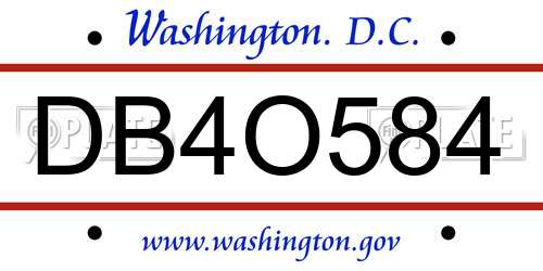 DB4O584 District Of Columbia License Plate