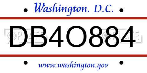 DB4O884 District Of Columbia License Plate