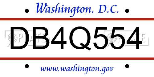 DB4Q554 District Of Columbia License Plate