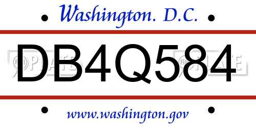 DB4Q584 District Of Columbia License Plate