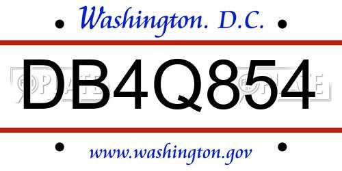 DB4Q854 District Of Columbia License Plate
