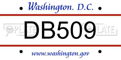 DB509 District Of Columbia License Plate