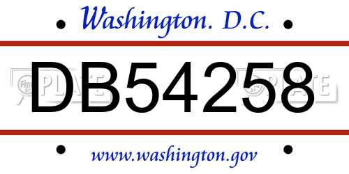 DB54258 District Of Columbia License Plate