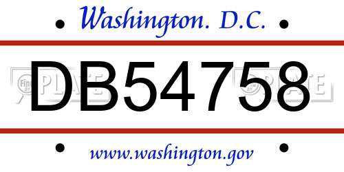 DB54758 District Of Columbia License Plate