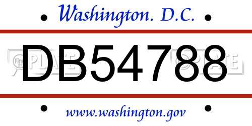 DB54788 District Of Columbia License Plate
