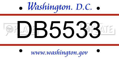 DB5533 District Of Columbia License Plate