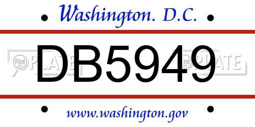DB5949 District Of Columbia License Plate