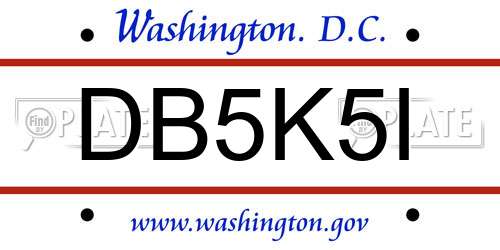 DB5K5I District Of Columbia License Plate