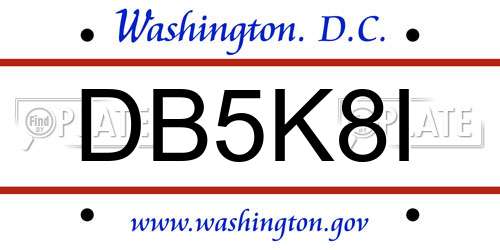 DB5K8I District Of Columbia License Plate