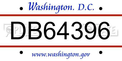 DB64396 District Of Columbia License Plate