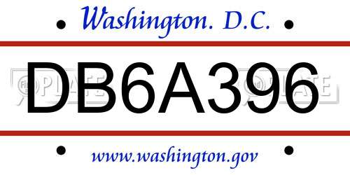 DB6A396 District Of Columbia License Plate