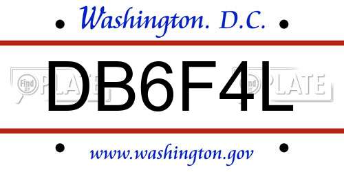 DB6F4L District Of Columbia License Plate