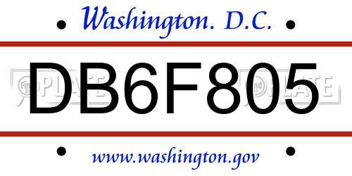 DB6F805 District Of Columbia License Plate