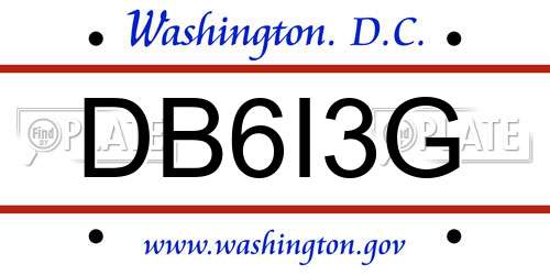 DB6I3G District Of Columbia License Plate