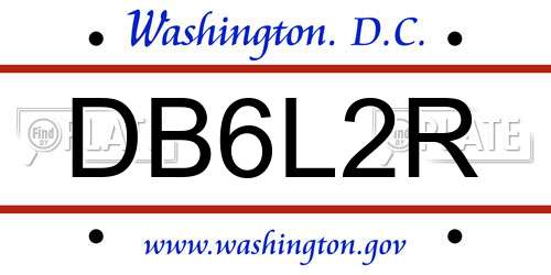 DB6L2R District Of Columbia License Plate