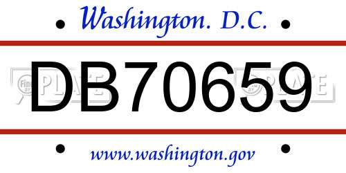 DB70659 District Of Columbia License Plate
