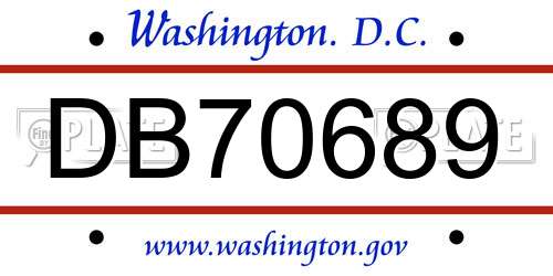DB70689 District Of Columbia License Plate