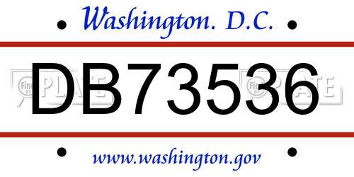 DB73536 District Of Columbia License Plate