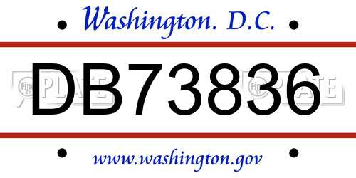DB73836 District Of Columbia License Plate