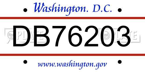 DB76203 District Of Columbia License Plate