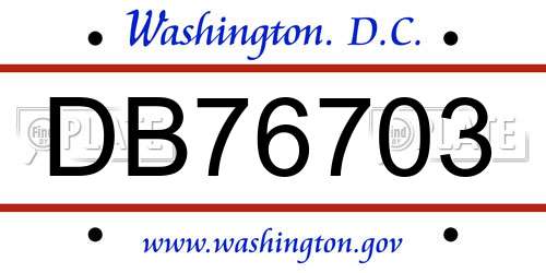 DB76703 District Of Columbia License Plate